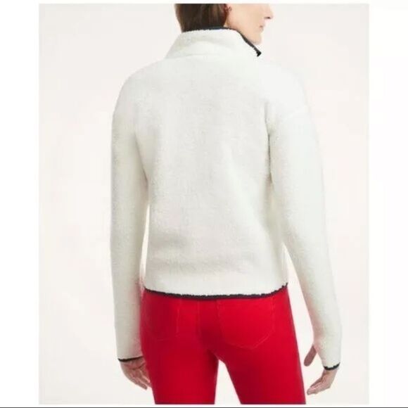Brooks Brothers Teddy Pile Plush Fleece Half-Zip Pullover in White Women’s XL - Picture 3 of 15